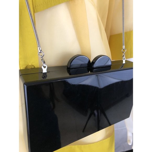 Zara Women’s Mini Crossbody Clutch Bag Black Pink Chain Strap - Picture 10 of 11